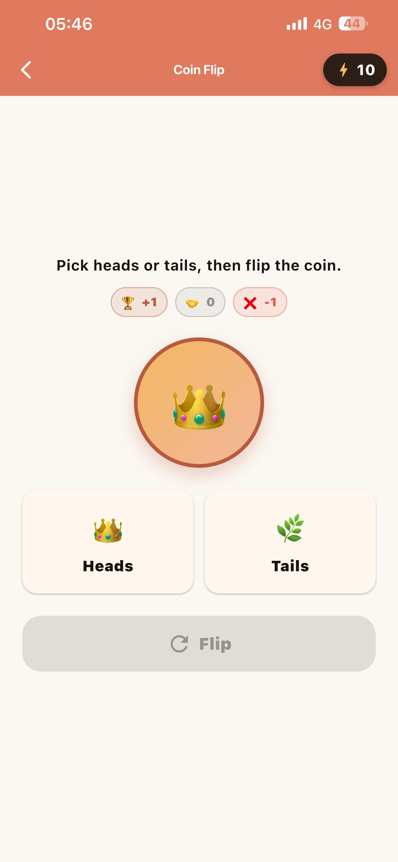 Coin flip mini-game