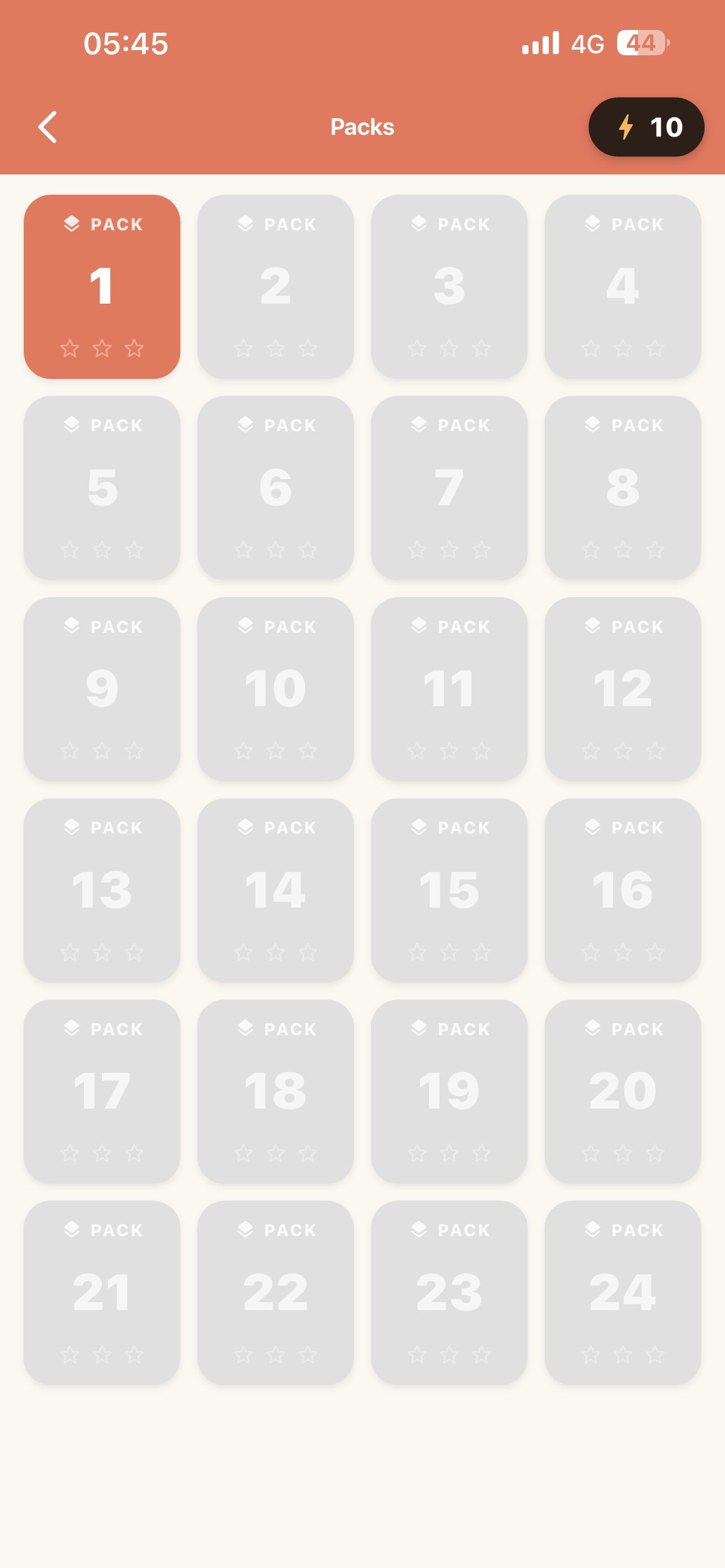 Themed pack grid