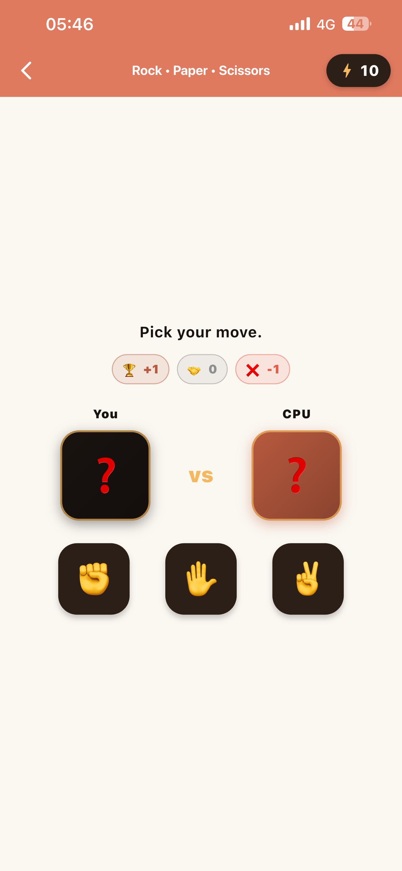 Rock paper scissors mini-game
